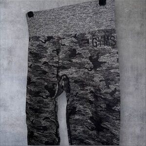 Gymshark Black and Gray Camouflage Leggings